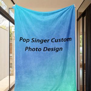 TEMU 1개 맞춤 사진 디자인 플란넬 담요 - 개인 맞춤형 팝 싱어 사진, 부드럽고 따뜻한 사계절 침대 커버 (소파, 침대, 카우치용) - 생일, 크리스마스 선물용 맞춤 사진 업로드 - 이상적인 홈 데코 선물, 침대용 담요, 카우치 액세서리
