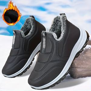TEMU 겨울 남성용 대형 사이즈 아웃도어 숏 부츠 - 플리스 안감 보온, 미끄럼 방지 PVC 밑창, 라운드 토 디자인, 블랙 캐주얼 하이킹화 사계절 착용 가능