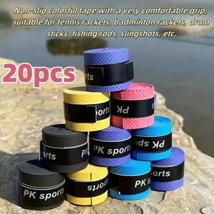 TEMU 20개 내구성 강한 미끄럼방지 PU 그립 테이프, 배드민턴 라켓 및 테니스 라켓, 낚싯대용, 휴대 간편 설치 그립 커버