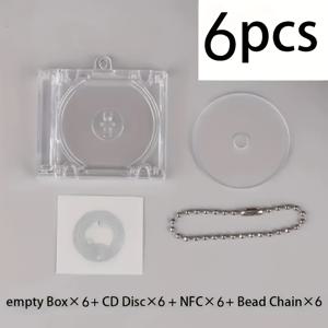 TEMU 6/2개 미니 직사각형 투명 음악 테마 CD 케이스 키체인 NFC 태그 포함, 백팩 액세서리용 빈 DIY 키체인, 폰 태그 & 테크 선물, 귀여운 키체인, 폰 액세서리, 음악 테마 디자인, 수집용 키체인, 내구성 있는 키체인