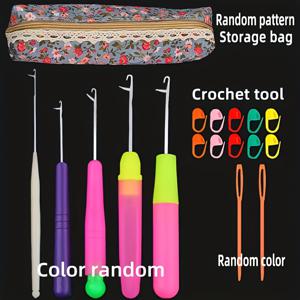 TEMU 5개입 혀 모양 코바늘 도구, 스웨터 수선용 코바늘, 살아있는 혀가 달린 플라스틱 손잡이, 양모 실 뜨개질용 얇고 긴 바늘 (색상 랜덤)