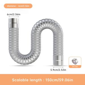 TEMU Musurjoy 1개 59인치 길이 알루미늄 합금 연기 파이프, 연기 배출용, 야외 캠핑 텐트 스토브 액세서리, 나무 연소 스토브 벽난로 연기통 연장 및 방향 파이프, 욕실 액세서리, 알루미늄 포일 테이프 및 기타 피팅 포함|캠핑용품