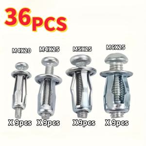 TEMU 36개 탄소강 확장 볼트 및 너트 세트, 스냅인 페탈 디자인. 내구성과 방청 기능이 뛰어난 앵커 볼트로 건설, 자동차, 통신 장비에 적합