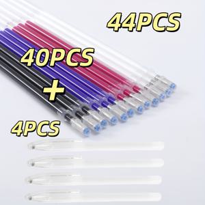 TEMU 44개/세트 펜 케이스 4개 + 펜 리필 40개 재봉 열지우개 펜 리필 4색 마킹 교체 가능한 원단 퀼팅 재봉, 재단, 원단, 드레스 제작 재봉용 검정 파랑 장미 빨간색 흰색 재봉 마킹 도구 의류 및 신발 변색 펜 하이테|필통