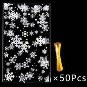 TEMU 크리스마스 눈꽃 선물 가방 - 투명 창문 디자인, 겨울 테마 파티 장식용 화이트 눈꽃 패턴, 새해 전야 및 생일/결혼식 선물용 내구성 있는 재사용 가능한 플라스틱 포장백