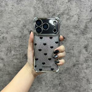 TEMU 폰 케이스: 그라데이션 글리터 블랙 하트 디자인 아이폰 17, 16 프로 맥스 호환, 15 프로, 15 프로 맥스 & 애플 13 / 14 방탄 충격 방지 보호 커버