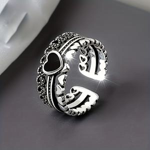 TEMU 우아하고 섹시한 빈티지 하트 모양 여성 반지 - 친구를 위한 완벽한 선물. 데일리 커뮤트, 파티, 음악 페스티벌, 휴가, 연회에 이상적