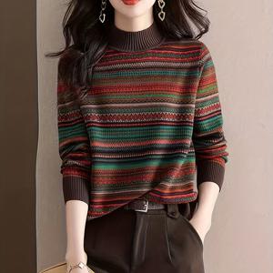 TEMU 하프 터틀넥 가을-겨울 여성용 두꺼운 패셔너블 스웨터, 레이어링 또는 아우터웨어용