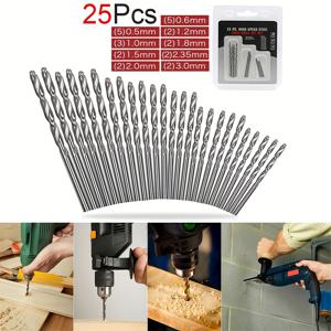 TEMU 25개 핸드 드릴 세트, 드릴 비트, 드릴, 0.5-3mm, 25개 드릴 비트, 고속강 드릴 비트, 라운드 샹크 드릴, 금속, 나무, 플라스틱 팔찌 정밀 드릴링용, 크리스마스 선물