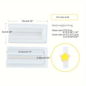 TEMU 1개 미니 12cm 실리콘 튜브 몰드, 공예 비누 캔들 레진 DIY 만들기용 라운드 스타 하트 문 모양 3D 꽃 튜브 컬럼 몰드