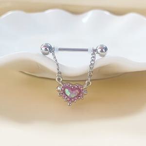 TEMU Y2K 스타일 글리터 하트 피어싱 링 - 스테인리스 스틸, 큐빅 지르코니아 벨리, 귀, 코에 다재다능 - 일상 및 축하에 완벽|피어싱