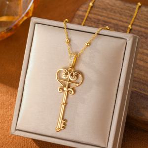 TEMU 발렌타인데이를 위한 스타일리시하고 심플한 하트 모양 키 펜던트 목걸이