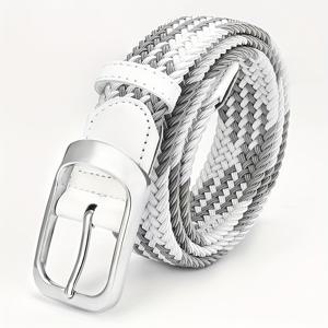 TEMU 남성용 스타일리시 땋은 탄력 벨트 - 색상, 골프 & 청바지에 완벽