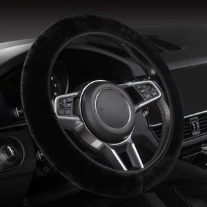 TEMU 럭셔리 플러시 자동차 스티어링 휠 커버, 겨울 따뜻함, 유니버설 피트 -15인치, 소프트 터치 그립, 내부 링 없음, 차량 내부 장식용