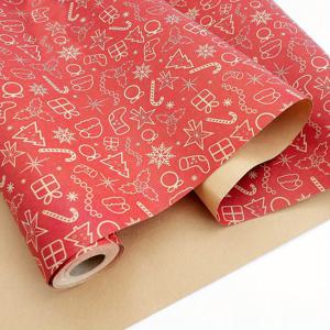 TEMU 크리스마스 선물 포장지 롤 - 17 인치 레드 크라프트 종이 눈송이, 크리스마스 모자, 스타킹, 나무 디자인 - 만화 패턴 종이 크리스마스, 남성 및 여성용 선물 포장 - 크리스마스 장식