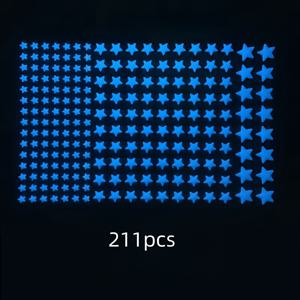 TEMU 211개 야광 천장 별, 3D 벽 장식 (방용), 야광 별 스티커, 침실 장식용 스티커 벽 데칼 또는 파티 생일 선물