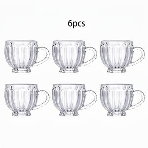 TEMU 6pcs 빈티지 유리 커피 머그, 210ml 컵, 아침 우유 컵, 주스, 카푸치노, 라떼, 아메리카노, 티백에 완벽, 가정, 사무실, 오후 차, 크리스마스 선물 세트, 7.1oz
