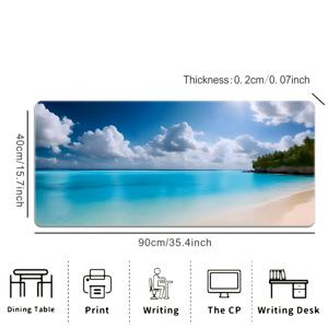 TEMU 원피스, 빅사이즈, 바다뷰, 튼튼한 데스크 매트, 23.6 x 13.7인치, 넉넉한 마우스 매트, 데스크 매트, 견고한 스티칭, 고화질 프린트 아름다운 디자인, 미끄럼 방지 고무 마우스 매트, 사무실 컴퓨터, 노트북에 적합