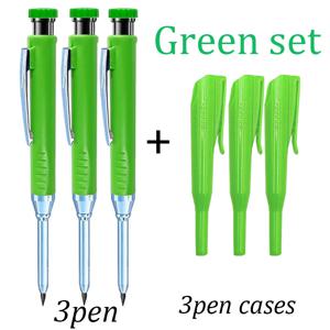 TEMU 6개/세트 2.8mm 기계식 금속 목공 연필, 내장형 연필깎이, 솔리드 목공 연필 긴 헤드 깊은 구멍 마커, 목공 건축 마킹에 적합 (펜 3개 + 펜캡 3개)