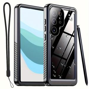 TEMU 삼성 S23 S24 S25 울트라 S23 S24 S25 플러스 S24 FE S20FE S21FE S25 엣지 6.9인치용 방진 및 충격 방지 360도 풀 보호 휴대폰 케이스, 내장형 스크린 보호기, 지문 인식 및 끈 포함