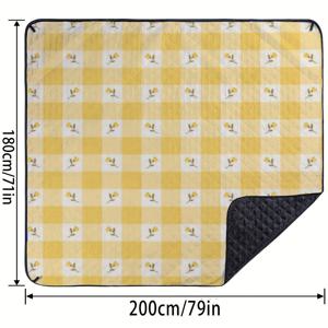 TEMU 1개 노란색 그리드 플로럴 야외 잔디 매트 - 헤비듀티 옥스포드 원단 베이스 & 부드러운 표면, 찢어짐 방지 접이식 잔디, 캠핑, 피크닉, 정원, 수영장 옆용 세탁 가능한 재사용 가능 - 모래 방지