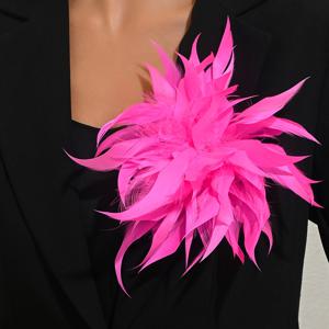 TEMU 1개 레트로 멀티컬러 인조 깃털 브로치 - 웨딩, 파티, 어머니날 선물용 화려한 덕빌 클립핀 | 고급스러운 여성 패션 액세서리