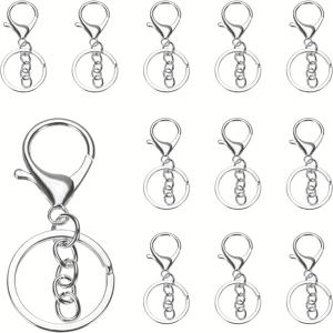 TEMU 12개 금속 랍스터 클로우 걸쇠와 오픈 점프 링 & 스위블 트리거 클립 - DIY 공예, 키체인, 주얼리 제작용 안전한 스프링 스냅 잠금장치 - 팔찌, 목걸이, 가방용 내구성 있는 다용도 걸쇠, 주얼리 만들기용 랍스터 걸쇠, 광택 마감, 매끄러운 표면