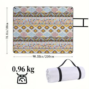 TEMU 1개 트라이벌 아웃도어 - 캠핑, 피크닉용 헤비듀티 접이식 매트 (보호 디자인, 트라이벌 패턴) - 세탁 가능한 옥스포드 원단 & 커버