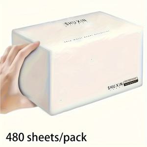 TEMU 480매 (480매 팩) 4겹 목재 펄프 페이셜 티슈 - 저자극성, BPA 프리, 무향, 라이트 베이지 사용 가능, 가정, 사무실, 여행용 습식/건식 사용 - 라이트 베이지 케어 팩