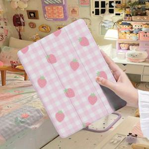 TEMU 아이패드 9.7/10.2/10.9/12.9/Pro 11/10세대용 귀여운 패턴 반복 보호 케이스 (내장형 펜 트레이 포함)