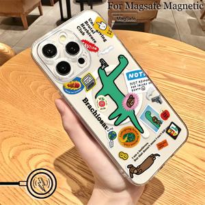 TEMU 폰케이스: 귀여운 카툰 공룡 아이폰 16 15 14 13 12 11 프로 맥스 미니 XR XS X 7 8 플러스용 투명 자석 충격방지 소프트 TPU 백커버