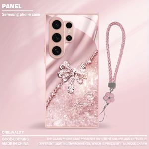 TEMU 휴대폰 케이스 - 새로운 패션 그라데이션 펜던트 휴대폰 케이스 (스트랩 포함), 강화 유리 재질, 삼성 갤럭시 모델 (S25, S24, S24FE, S24Plus, S24Ultra, S23, S23+, S23Ultra, S22, S22+, S22Ultra, S21, S21+, S21Ultra, S20, S20+, S20FE 포함)