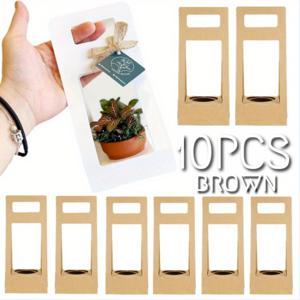 TEMU 다육식물 포장백, 크래프트 종이 다육식물 선물 상자 - 웨딩 & 플로리스트 용품 바구니, 다육식물 파티 선물 및 졸업 발렌타인데이 선물용 공예