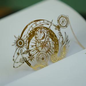 TEMU 북마크 - 빈티지 천체 천문학 디자인, 골든 클록 페이스와 컴퍼스 로즈 - 책 애호가, 과학자, 역사 매니아를 위한 내구성 있는 금속 느낌의 북마크 - 데스크 장식, 모델 Z52, 독서 동반자, 정교한 디테일, 마감, 독특한 액세서리, 선물 쇼핑