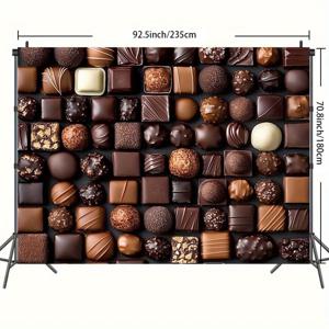 TEMU 1개 초콜릿 팩토리 테마 대형 배경 배너 - 내구성 폴리에스터 사진 벽 장식, 생일, 결혼식, 기념일, 크리스마스, 발렌타인데이, 어머니날, 졸업 파티용 - 실내/야외 포토부스 & 파티 용품, 다목적 이벤트 데코, 초콜릿 디자인