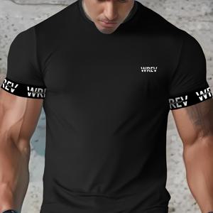 TEMU 남성용 퀵드라이 운동 티셔츠 - 워크아웃 레터링 프린트, 가벼운 무게의 근육 정의용 티셔츠, 비침 방지 원단, 여름/봄 피트니스 의류, 러닝 및 요가용, 슬림 디자인, 통기성 소재, 성능 웨어, 스트레치 재질, 액티브 웨어 탑, 체육관 애호가를 위한 스포츠 룩|스포츠|요가복|나시티