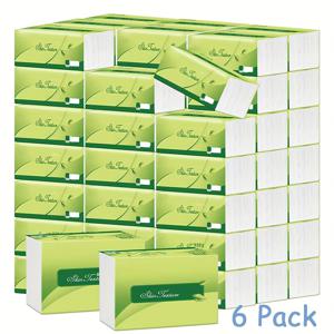 TEMU 6팩 초고급 부드러운 4겹 페이셜 티슈 - 두껍고 흡수력 뛰어난 무색 페이퍼 타월, 잎사귀 디자인 - 민감성 피부에 부드러운 라이트 베이지, 250매, 호텔 위생 필수품 & 스타일리시 패키징 (습진용)|물티슈