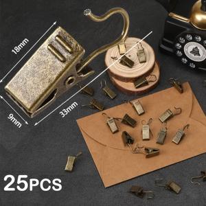TEMU 25pcs 빈티지 브론즈 금속 날카로운 클립 커튼 후크, 사진 벽 마운팅, 커튼 트랙, 포토 카드에 적합 - 실외 및 가정 조직 (클립 테이블 클로스, 수건, 플레임 매트, 문서, 주방 사용, 밀봉, 스낵 백, 앞치마, 장갑 등 여행 사용, 젖은 옷용 클립, 피크닉 매트 고정)