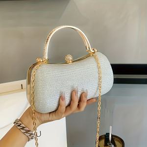 TEMU 2025 신상 여성용 스팽글 라인스톤 이브닝백, 패셔너블 체인 크로스바디 - 파티와 야간 행사에 완벽한 선택, 골드·실버·핑크·블랙 4가지 컬러