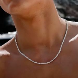 TEMU 레트로 316L 스테인리스 스틸 목걸이, 퇴색 방지, 남녀 공용, 독특한 로프 디자인 - 사계절 내내 착용하기에 완벽 | 스트리트 캐주얼 스타일을 위한 다용도 액세서리.