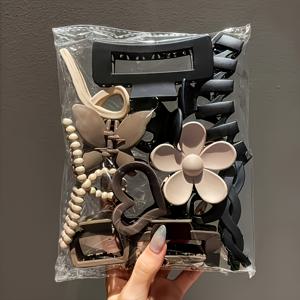 TEMU 11피스 고급 매트 클립 세트, 여성용 헤어 액세서리 - 샤크 클립 헤드피스로 뒷머리에 완벽한 스타일링