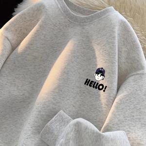 TEMU 2025 신상 남아용 스웨트셔츠, 스타일리시 긴팔 라운드넥 티셔츠