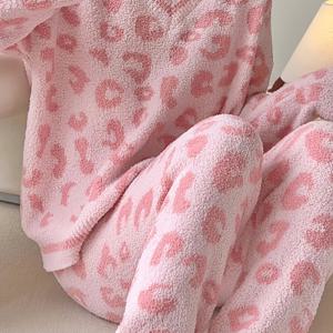 TEMU 발렌타인데이 신상 스위트 반 벨벳 파자마 세트 | 가을-겨울, 두꺼운 따뜻한 홈웨어, V넥 및 기하학적 패턴