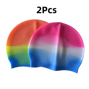 TEMU 14세 이상 및 성인용 2개 실리콘 수영모자, 유니버설 방수 헤어 드라이 스윔 캡 (남녀공용)