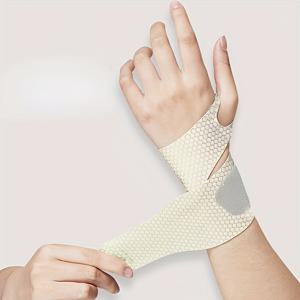 TEMU 싱글 초박형 조절식 손목 보호대, 가볍고 통기성이 좋으며 남녀 모두에게 적합하며, 편안한 패딩이 특징이며, 블랙, 핑크, 베이지 색상으로 제공됩니다.