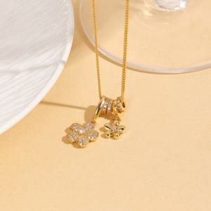 TEMU 1개 우아한 꽃 펜던트 목걸이, 5A 지르코니아 악센트 - 14K 금도금 주얼리, 일상 착용에 완벽, , 아내, 생일, 기념일, 발렌타인데이, 크리스마스 등 선물용, 일상 착용 주얼리|우아한 펜던트|내구성 있는 주얼리, 꽃 목걸이 여성용, 큐빅 라인 목걸이, 꽃으로 덮인 주얼리, 여성용 체인, 달 목걸이, 여성용 주얼리, 긴 목걸이 여성용