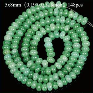 TEMU 148개 5X8mm 가스 그린 칼세도니 비즈, 산자기 모양, 팔찌 및 목걸이 등 주얼리 제작에 적합.