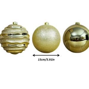 TEMU 3개 15cm 크리스마스 볼 장식, 크리스마스 트리 걸이 장식, 축제 장식, 골든 믹스 세트