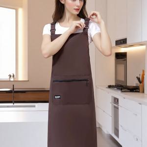 TEMU 포켓이 있는 우아한 무릎 위 앞치마 - 조절 가능한 스트랩, 요리, 베이킹, 정원 가꾸기, 네일 살롱에 적합한 루즈핏 - 여성 및 남성용 헤비듀티 유니폼 드레스, 작업복 (다색)