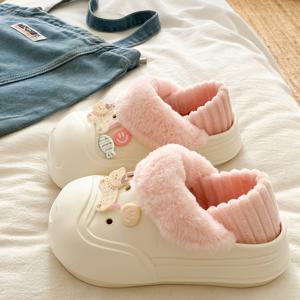 TEMU 새로운 캐릭터 겨울용 플러시 안감 슬리퍼, 초소프트 따뜻한 여성용 EVA 슬리퍼, 학생 기숙사 및 실내외 사용 가능|슬리퍼|실내화